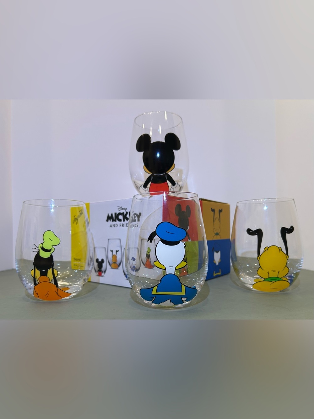 Disney Mickey & Friends Stemless Glasses Set from JoyJolt 14.5oz NIB never used